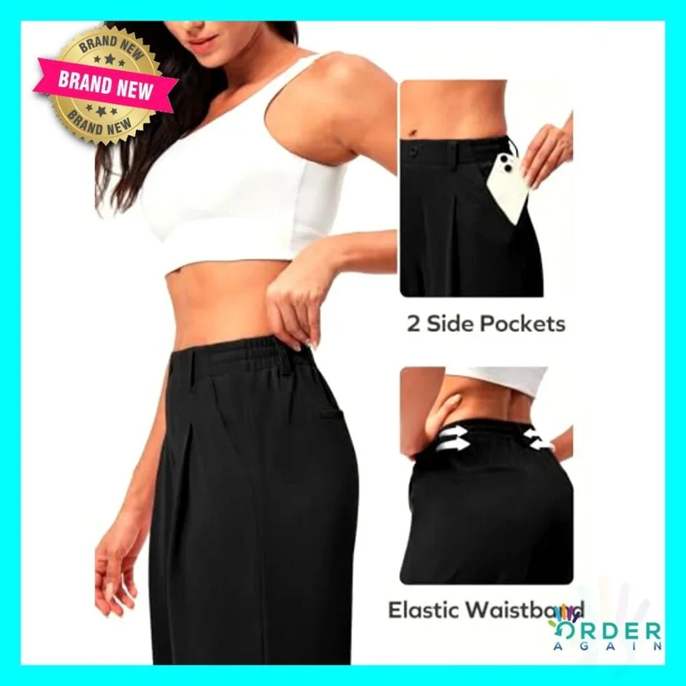 Wide Leg Stretchy Work Pants Women Business Casual Comfort Fit Trousers